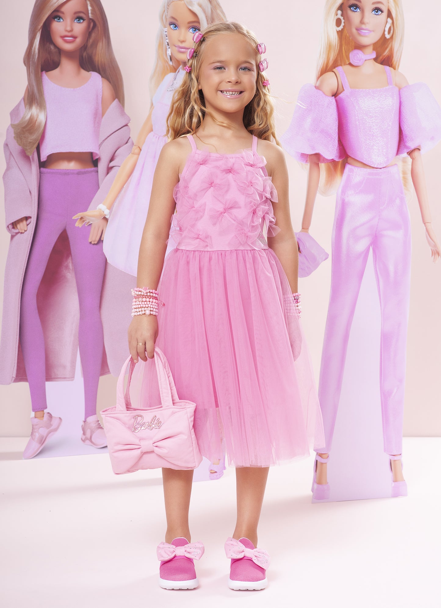 Vestido Cotton Saia Tule Multi Laços Barbie