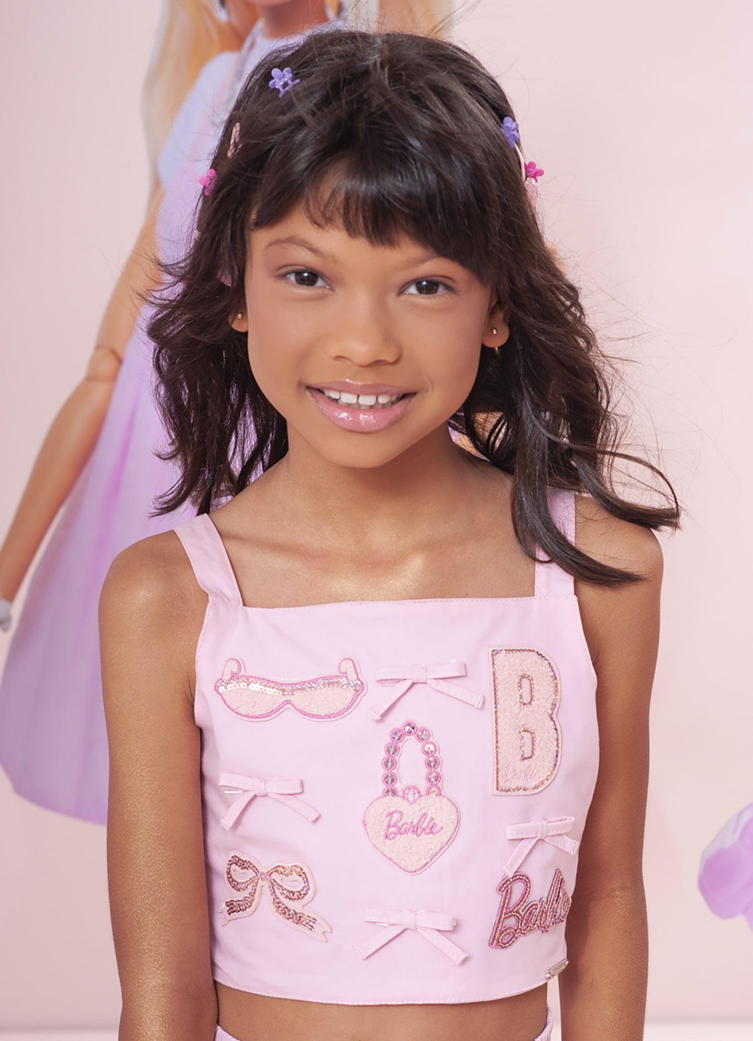 Blusa Cropped Algodão Multi Patches Barbie