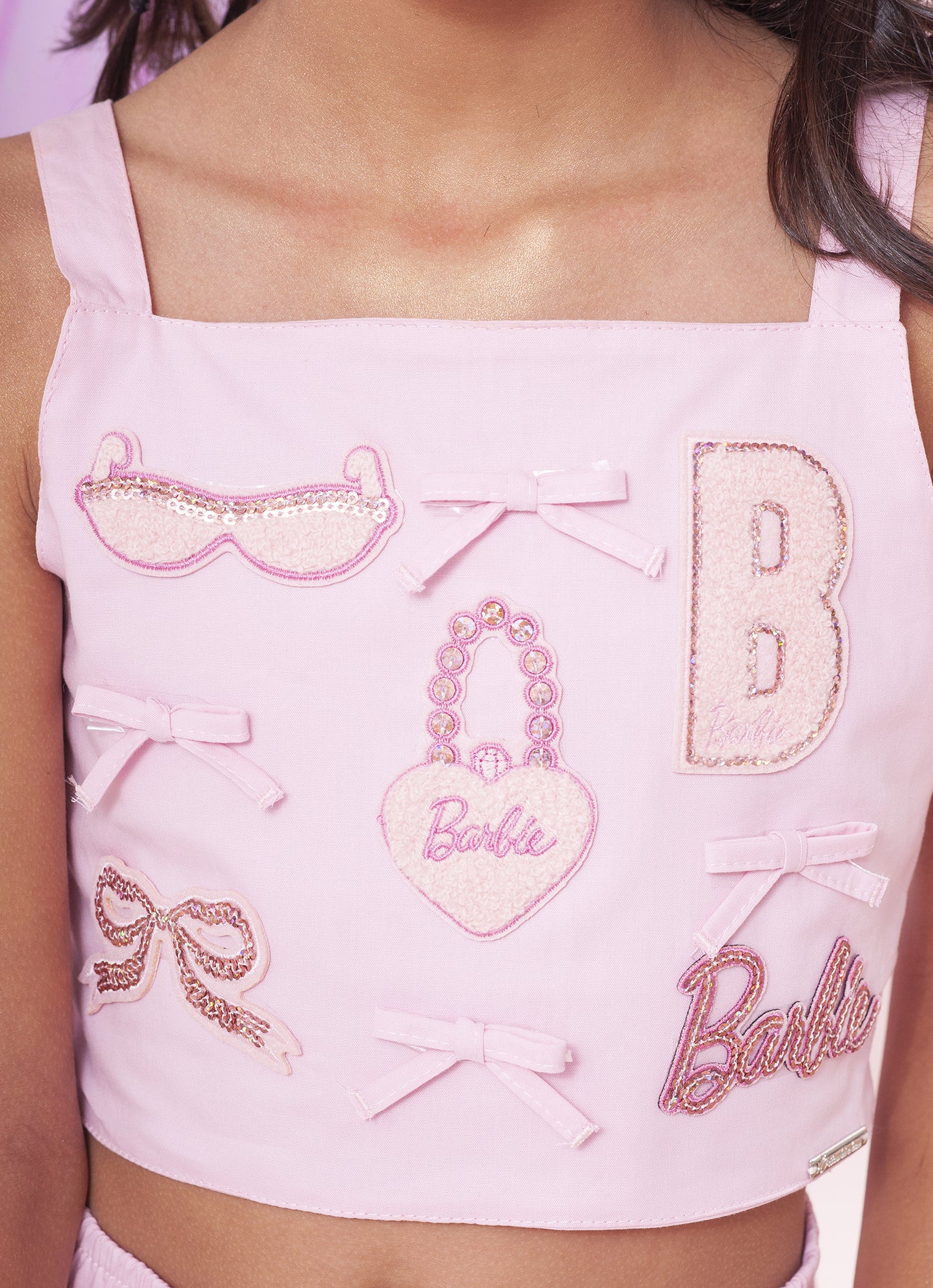 Blusa Cropped Algodão Multi Patches Barbie