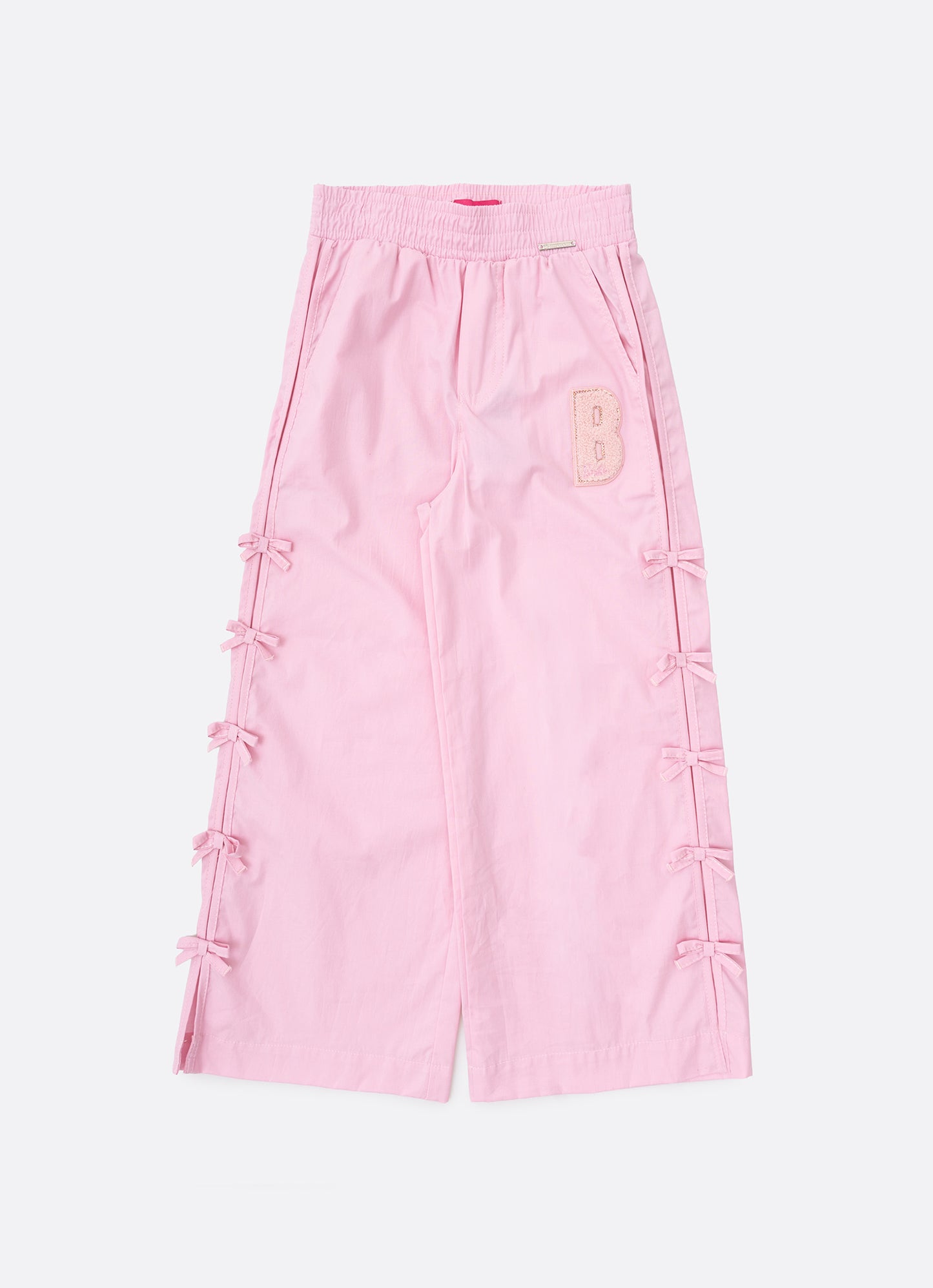 Calça Reta Algodão Laços Lateral Patche Barbie