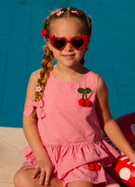 Blusa Algodão Xadrez Cereja Crochê Resort