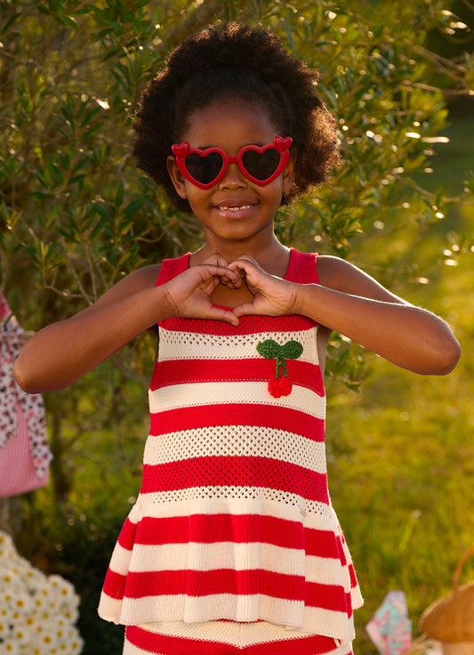 Regata Tricot Babado Cereja  Resort