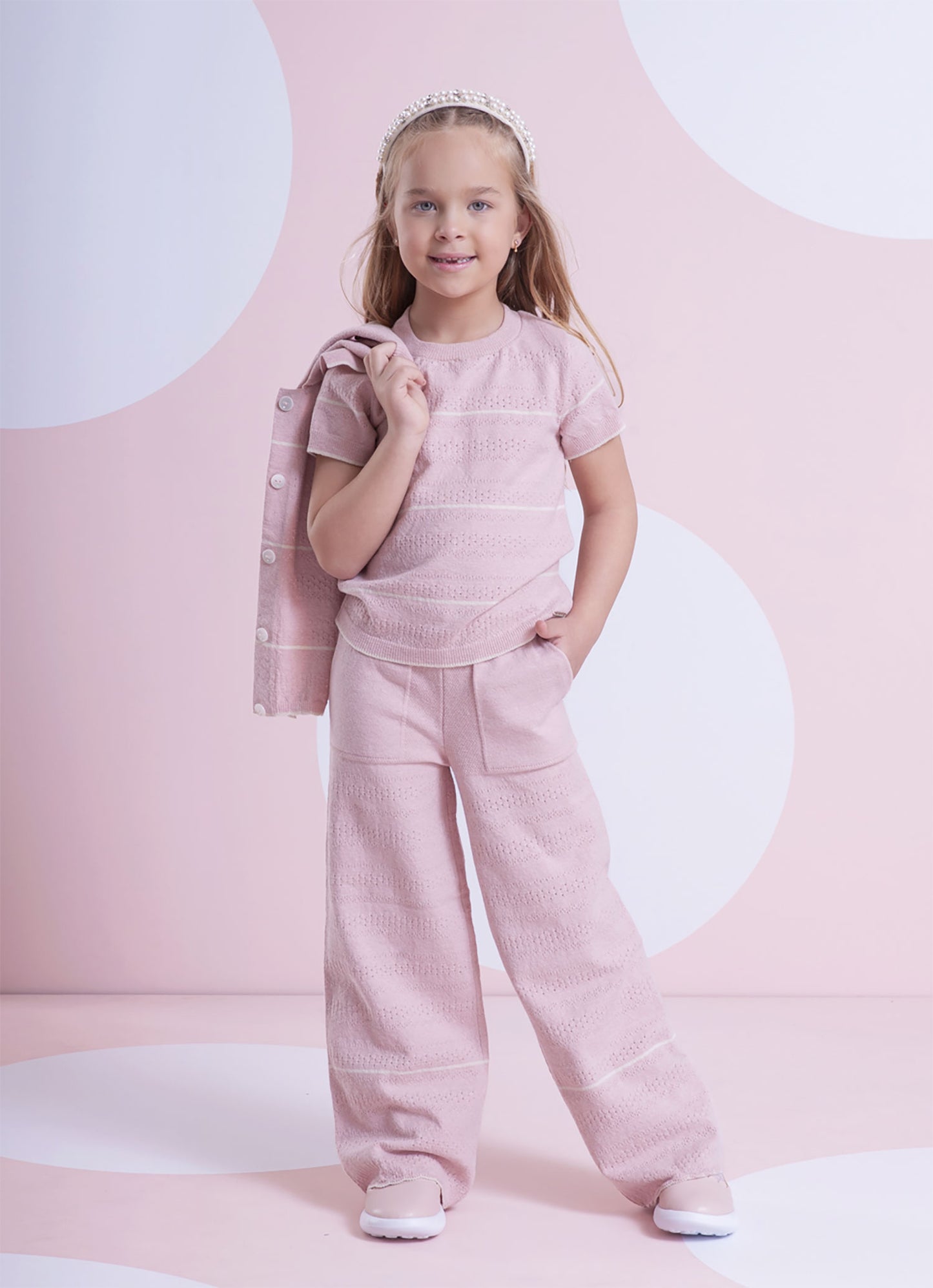 Blusa Tricot Manga Curta Mix de Pontos