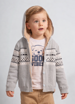 Casaco Tricot Jacquard Listra Forro Pele For Boys