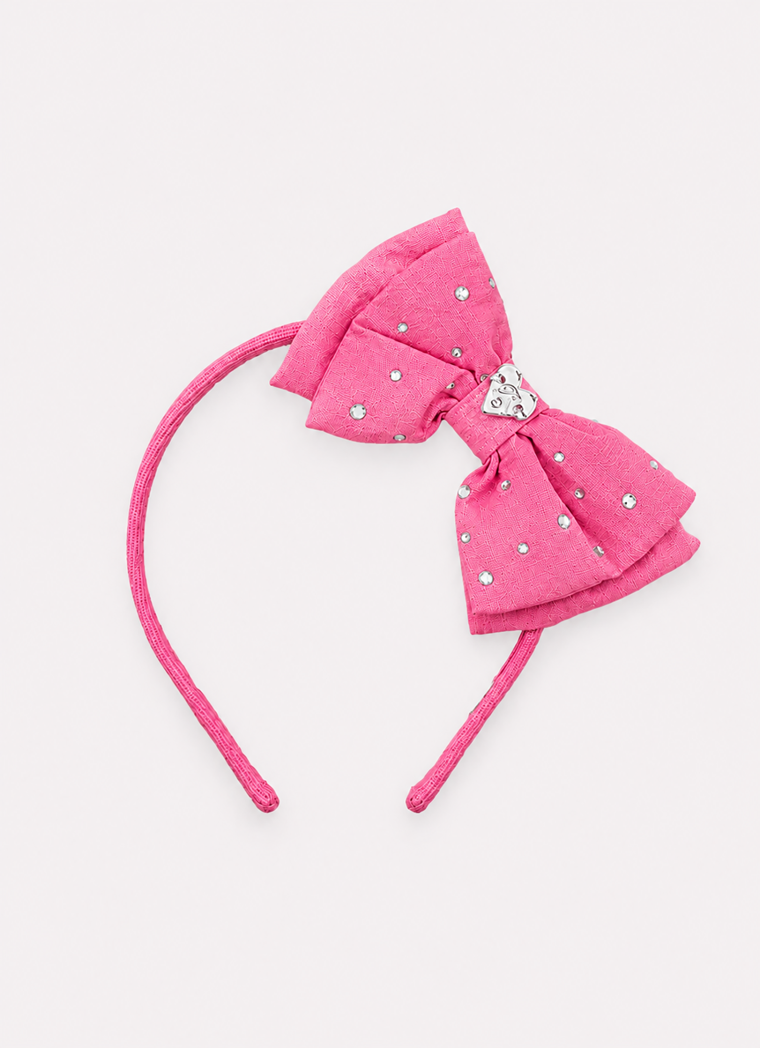 Arco Laço Liso Puffer Cristais Rosa Pink