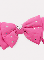 Arco Laço Liso Puffer Cristais Rosa Pink