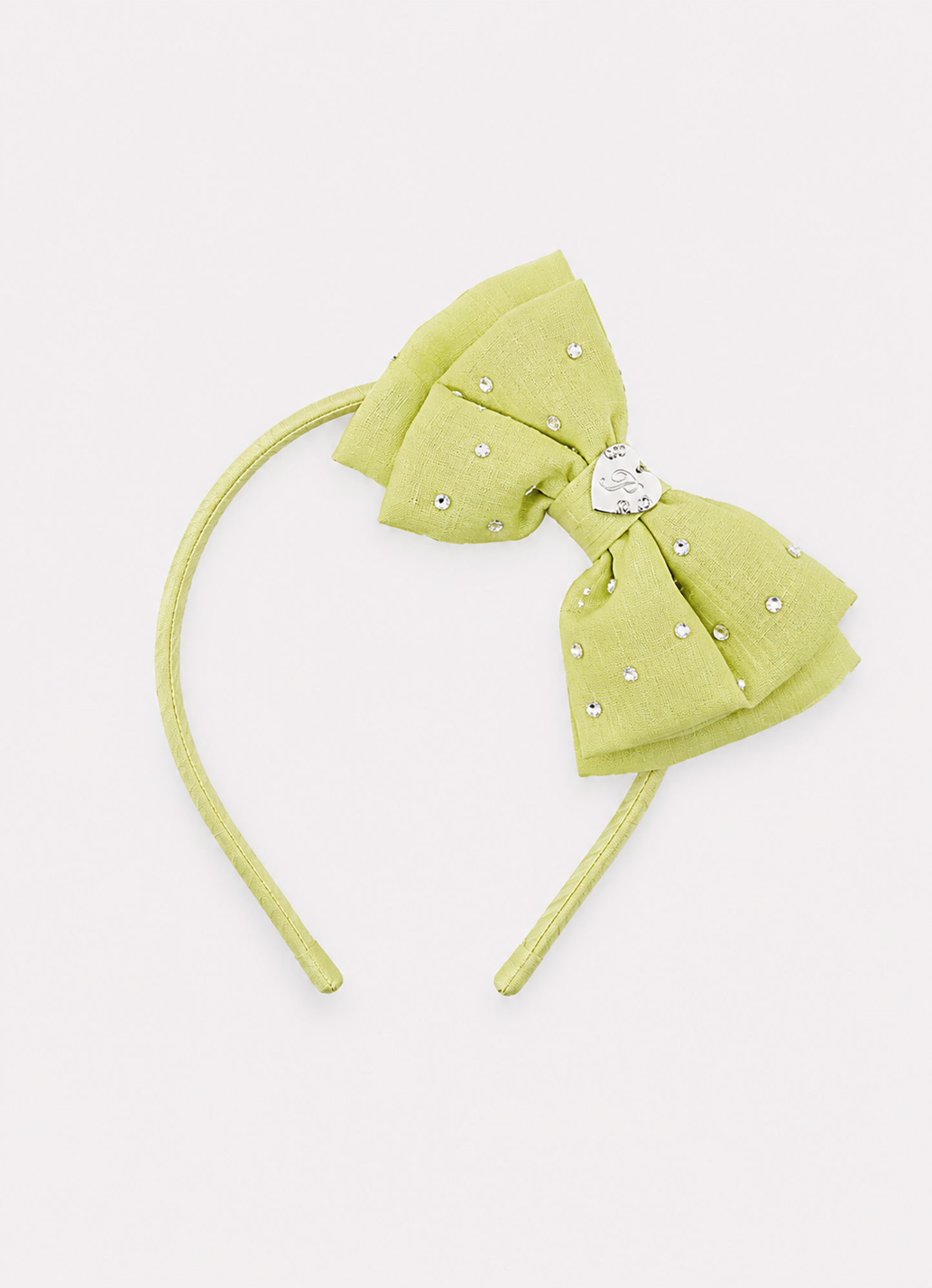 Arco Laço Liso Puffer Cristais Verde Limão