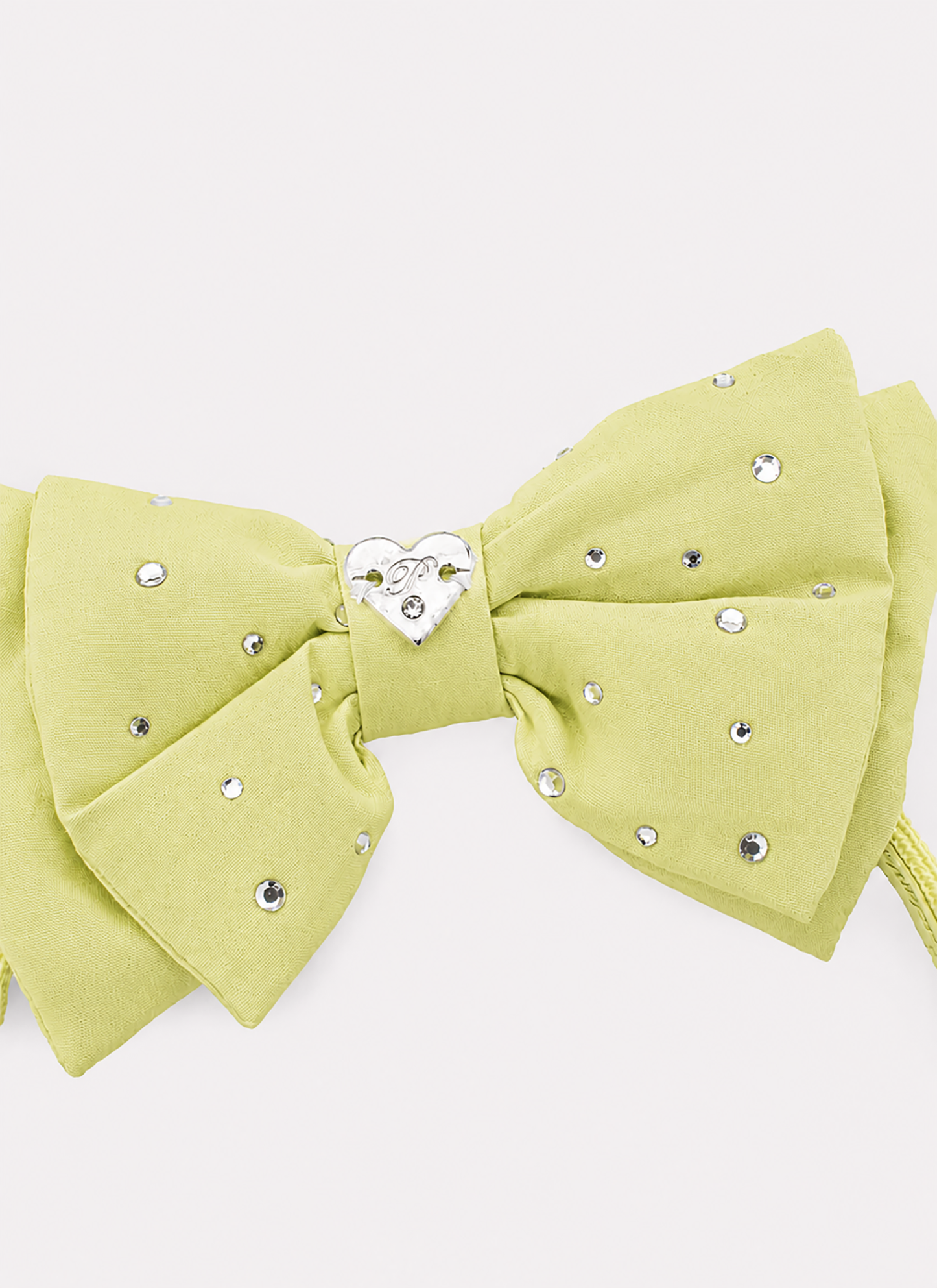 Arco Laço Liso Puffer Cristais Verde Limão