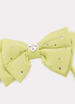 Arco Laço Liso Puffer Cristais Verde Limão