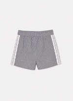 Short Algodão Xadrez Renda Bordados