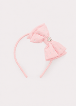 Arco Laço Liso Puffer Cristais Rosa Baby