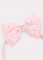 Arco Laço Liso Puffer Cristais Rosa Baby
