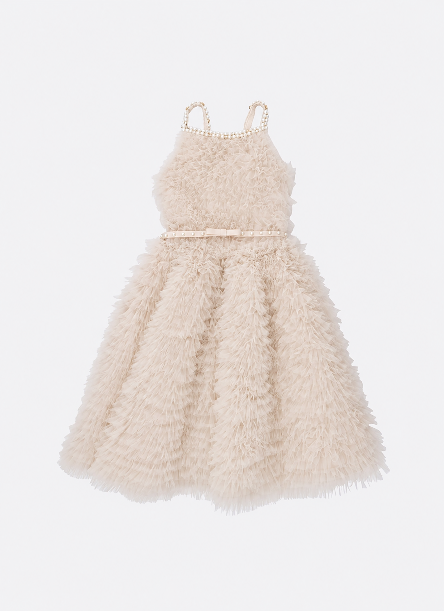 Vestido Alça Conceito Babadinhos Tule Bordados