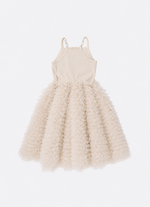 Vestido Alça Conceito Babadinhos Tule Bordados