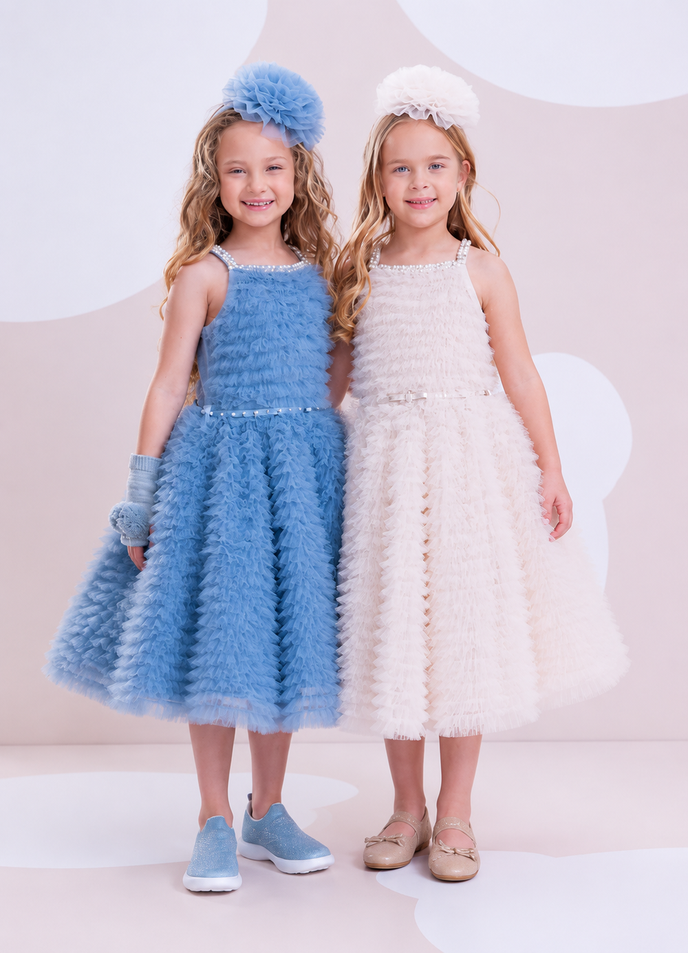 Vestido Alça Conceito Babadinhos Tule Bordados