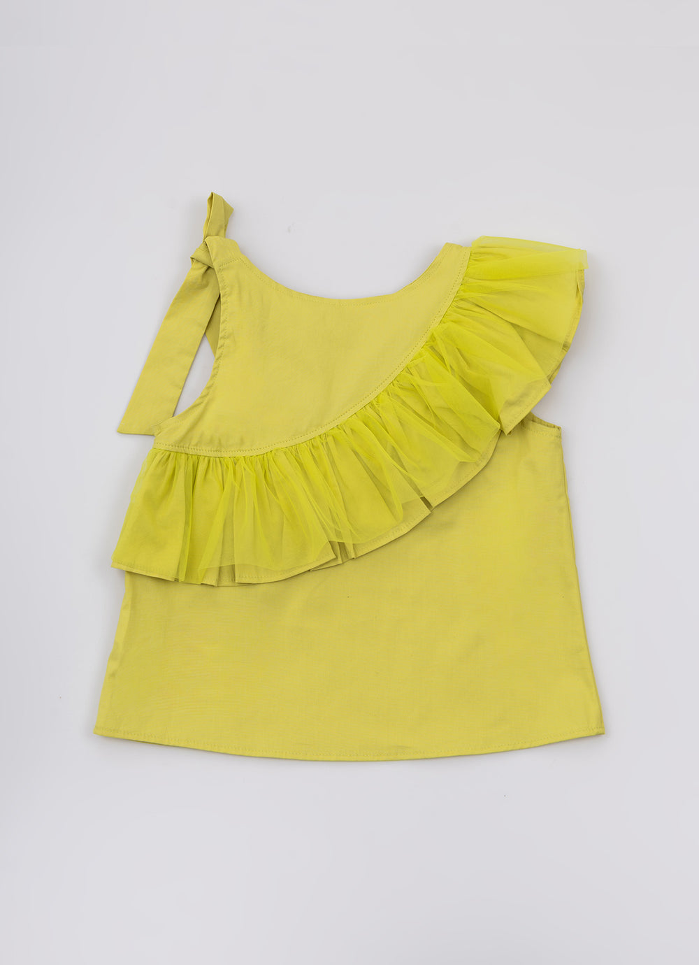 Blusa Tricoline Maxi Babado Tule