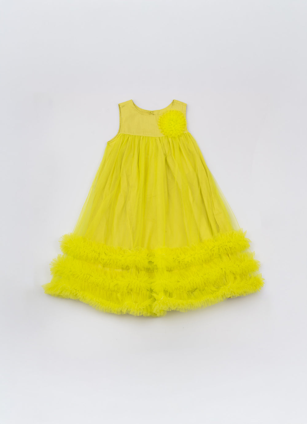 Vestido Tule Frufru Barrado