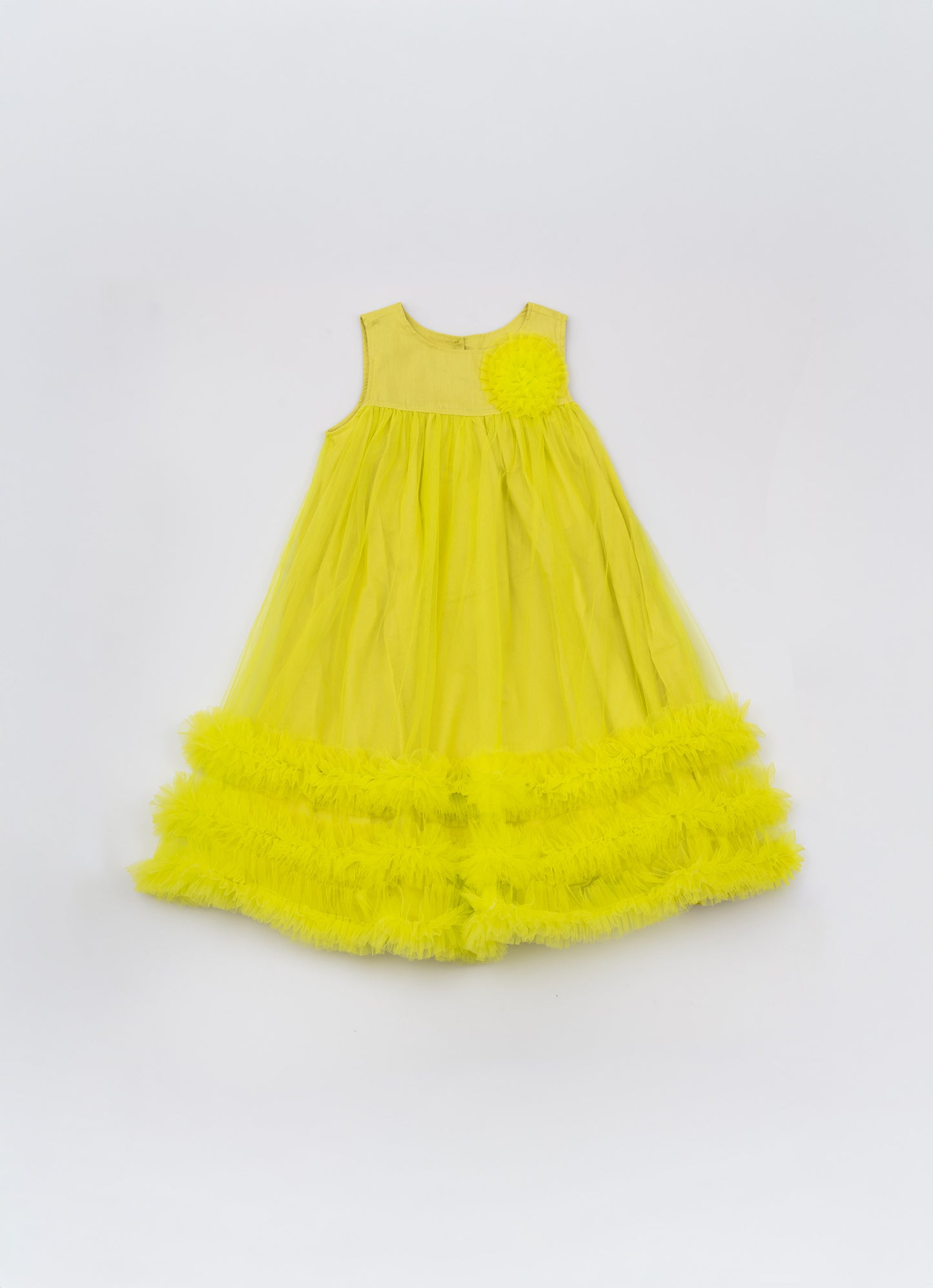 Vestido Tule Frufru Barrado