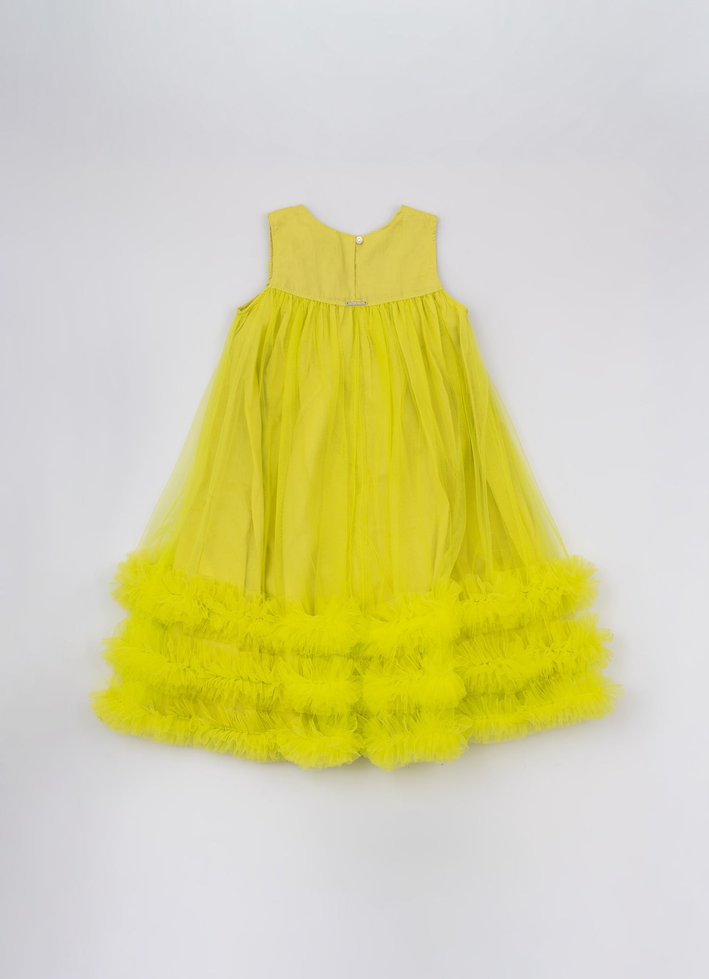 Vestido Tule Frufru Barrado