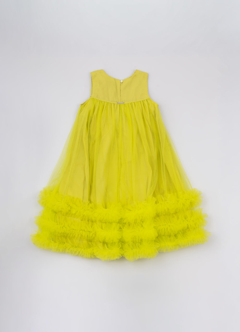 Vestido Tule Frufru Barrado