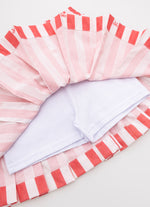 Saia short Pregas Algodão Estampa Maxi Listras