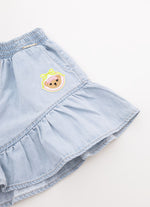 Short Jeans Fino Babado Patche Ursinha