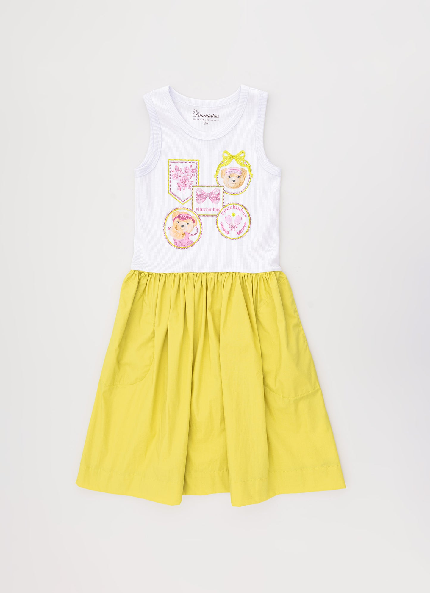 Vestido Ribana Patches Tennis Saia Tricoline