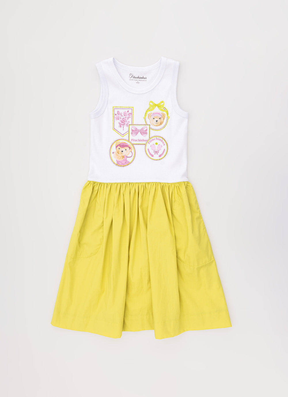 Vestido Ribana Patches Tennis Saia Tricoline