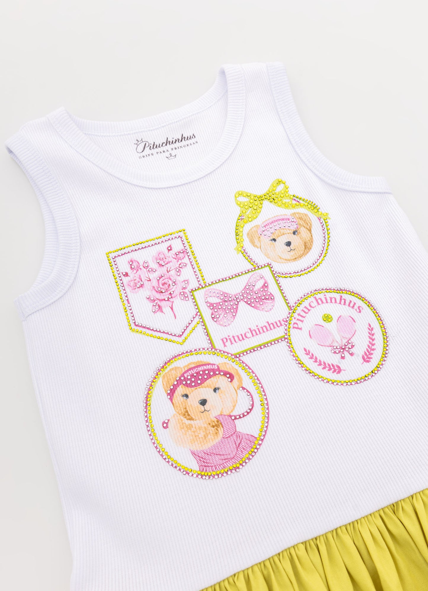 Vestido Ribana Patches Tennis Saia Tricoline