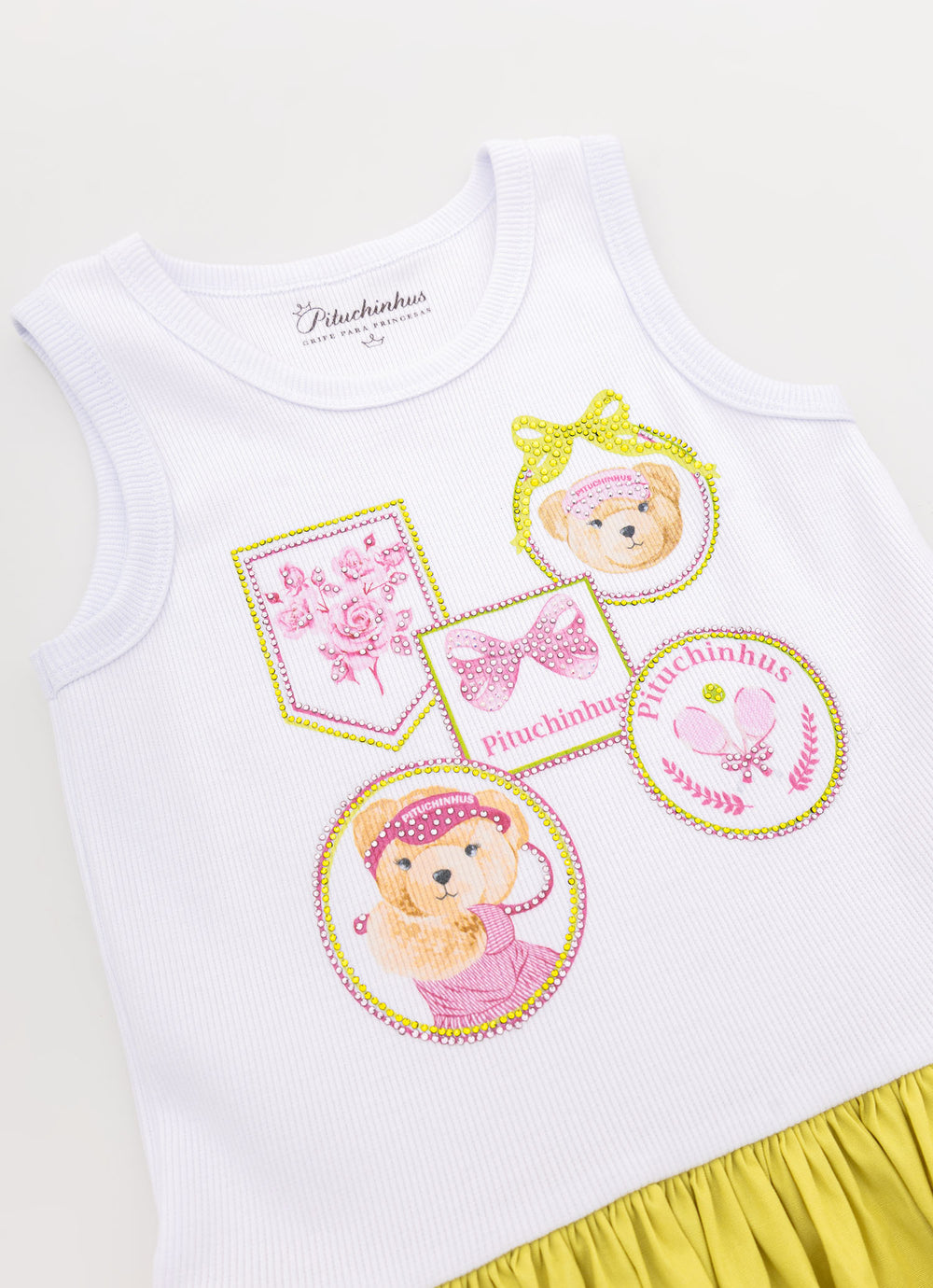 Vestido Ribana Patches Tennis Saia Tricoline