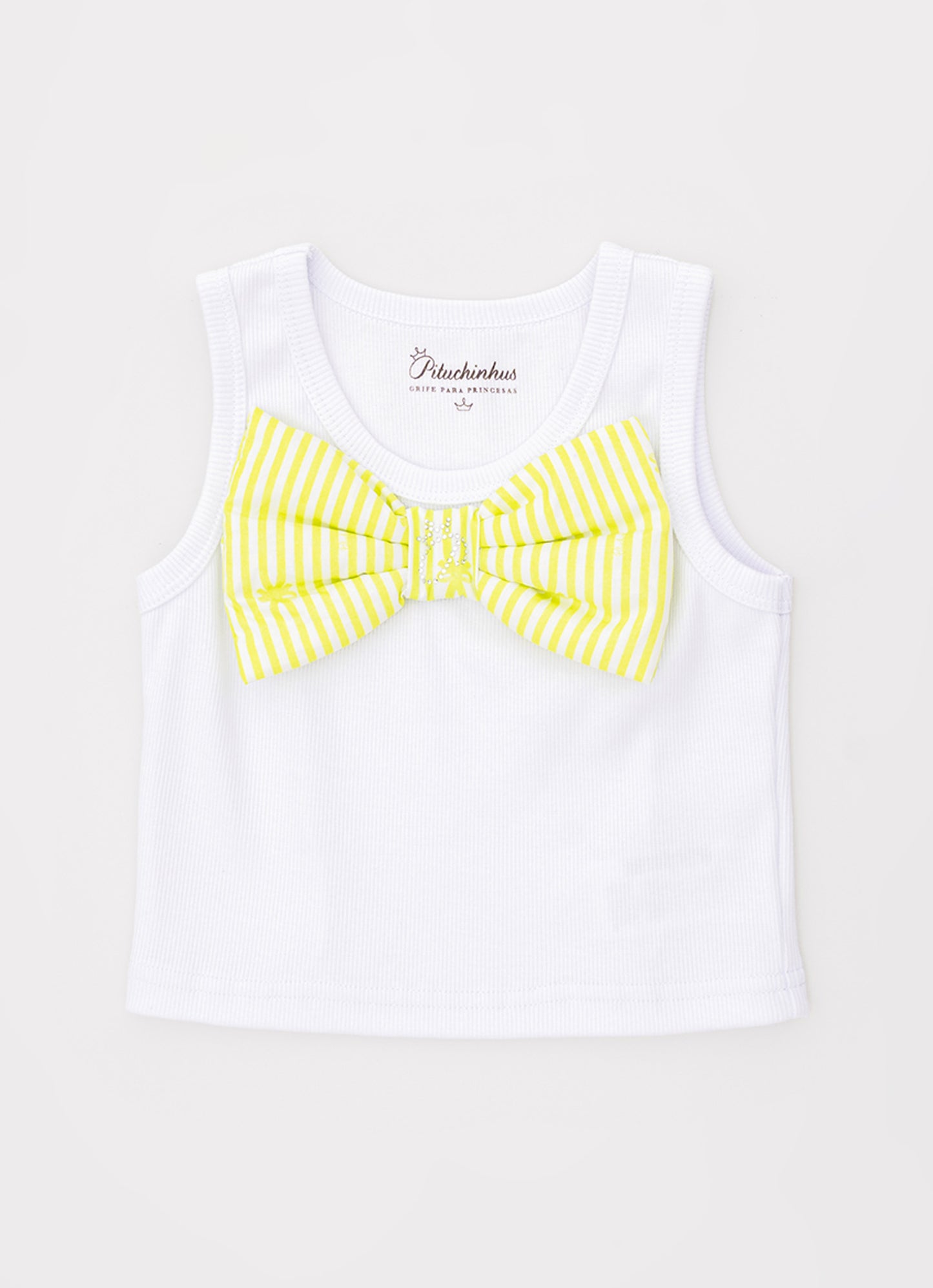 Regata Cropped Maxi Laço Puffer Listrado