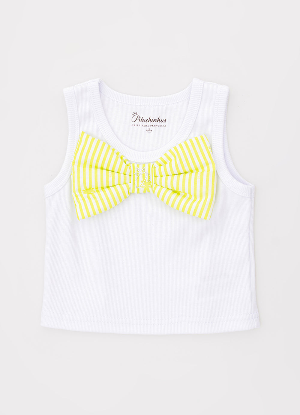 Regata Cropped Maxi Laço Puffer Listrado