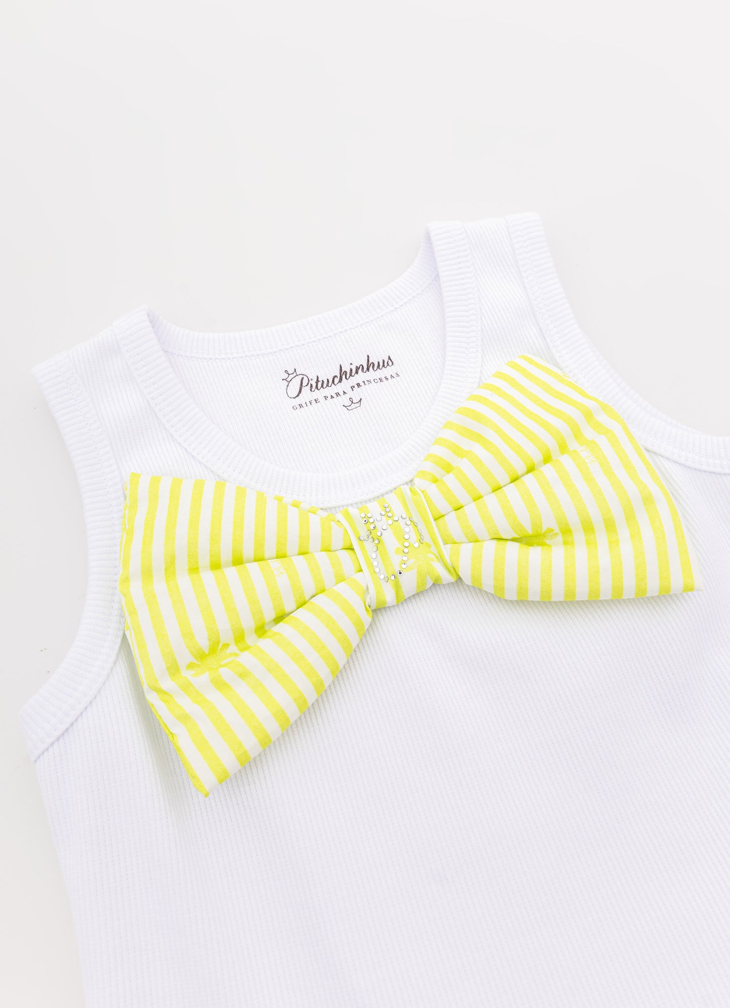 Regata Cropped Maxi Laço Puffer Listrado