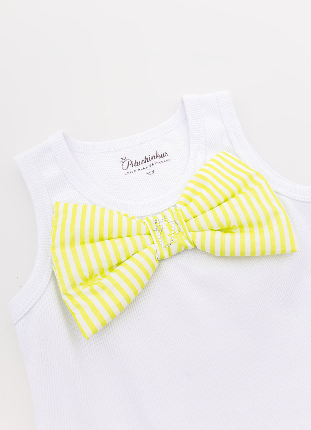 Regata Cropped Maxi Laço Puffer Listrado