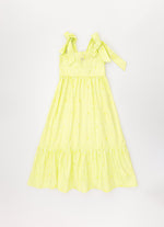 Vestido Midi Tricoline Listrado Babado