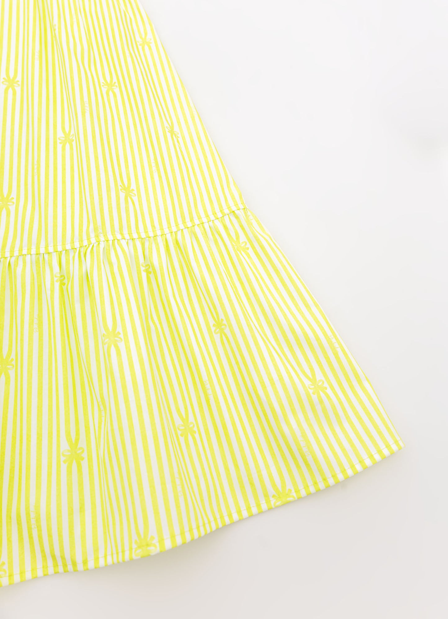 Vestido Midi Tricoline Listrado Babado