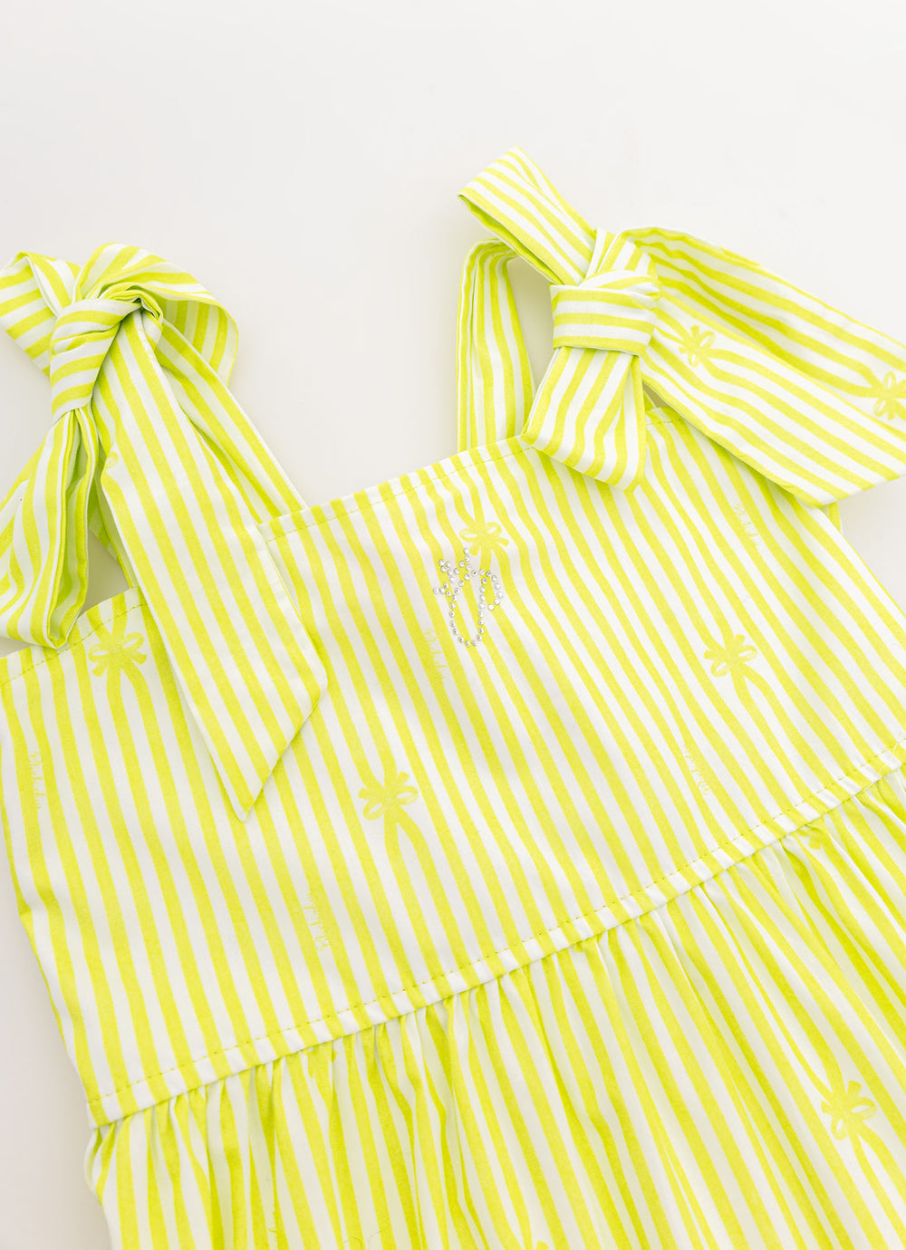 Vestido Midi Tricoline Listrado Babado