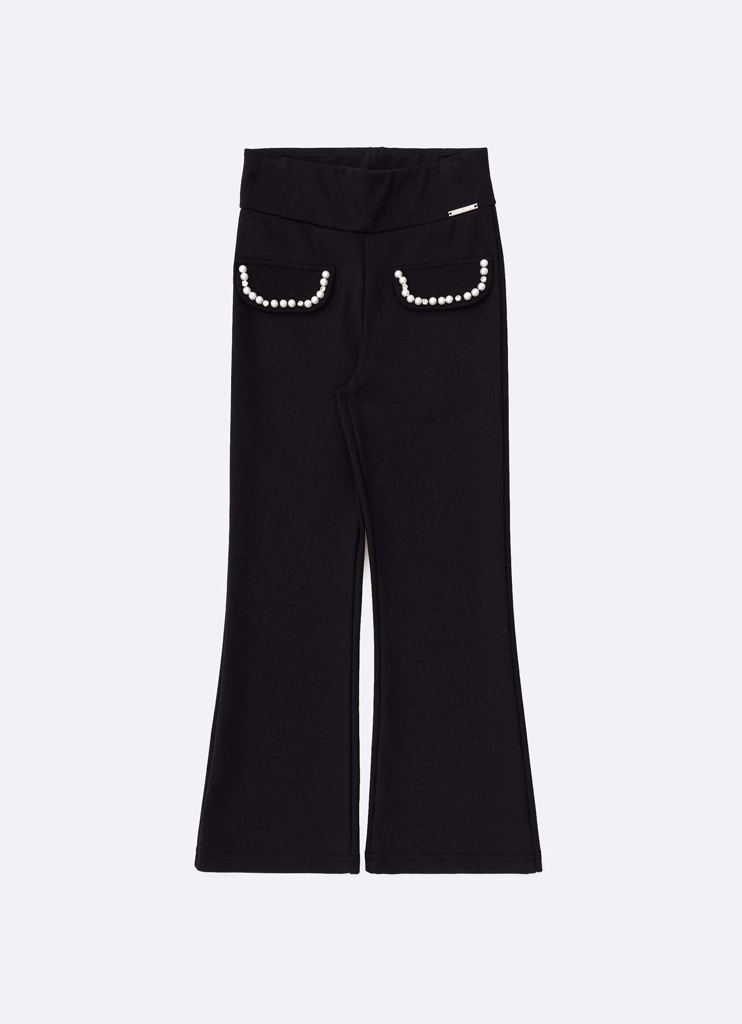 Calça Flare Lapelas Bordadas