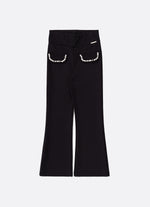 Calça Flare Lapelas Bordadas