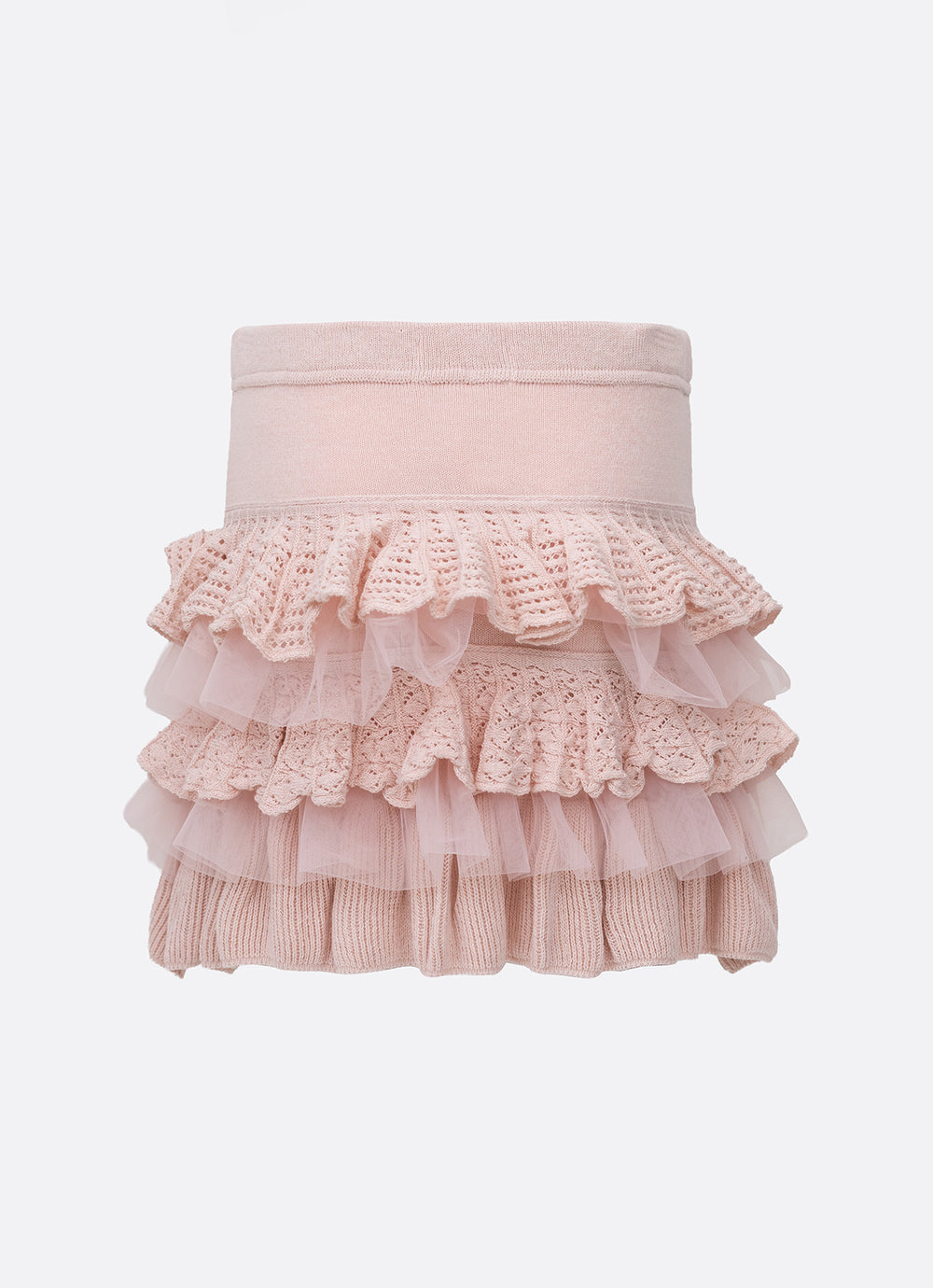 Saia Tricot Babados Renda e Tule