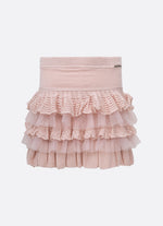 Saia Tricot Babados Renda e Tule