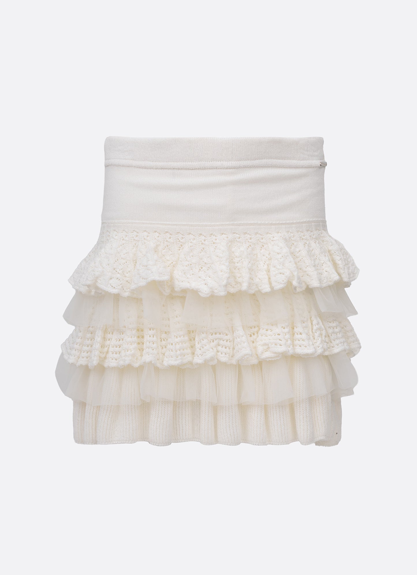 Saia Tricot Babados Renda e Tule