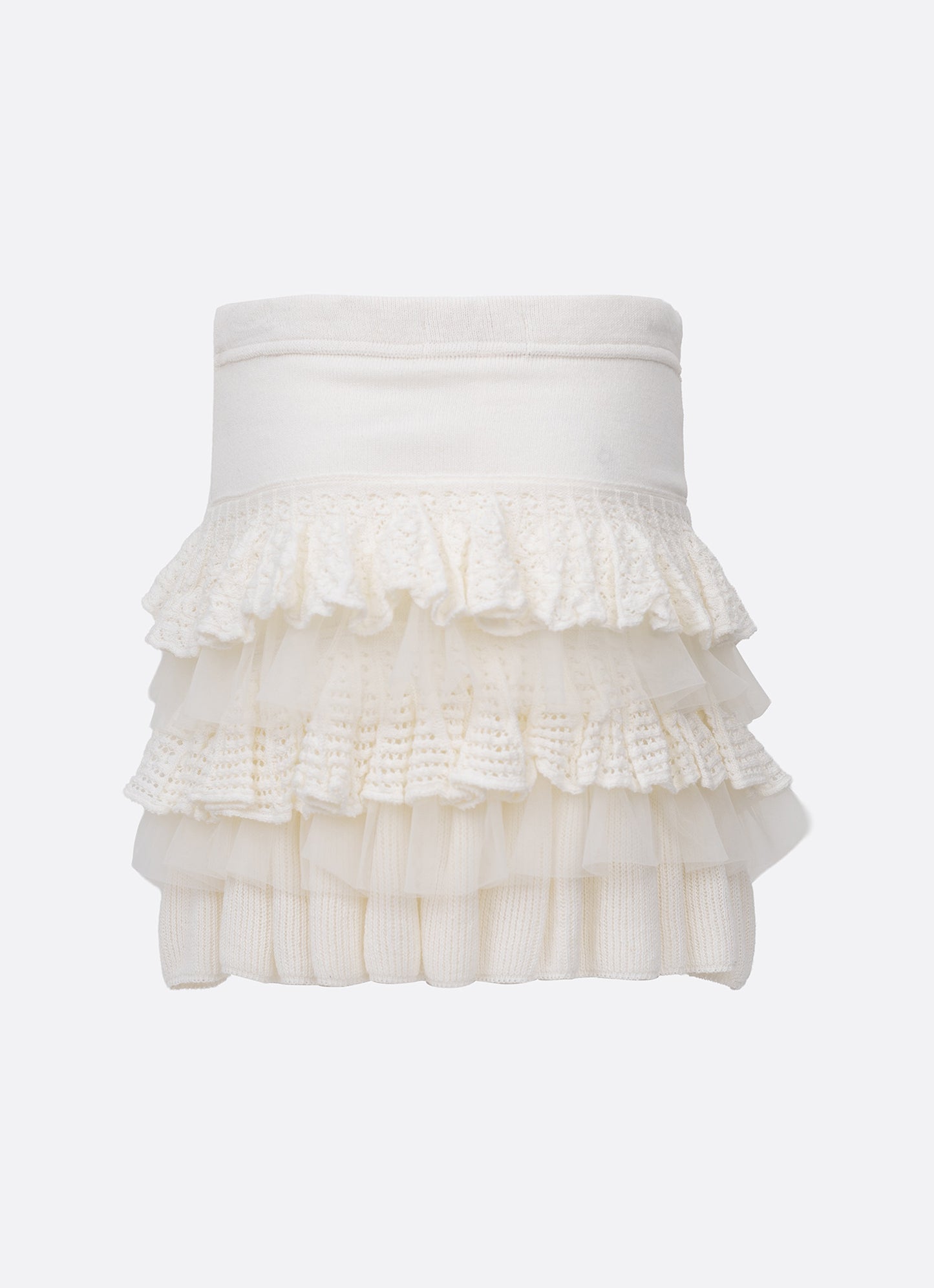Saia Tricot Babados Renda e Tule