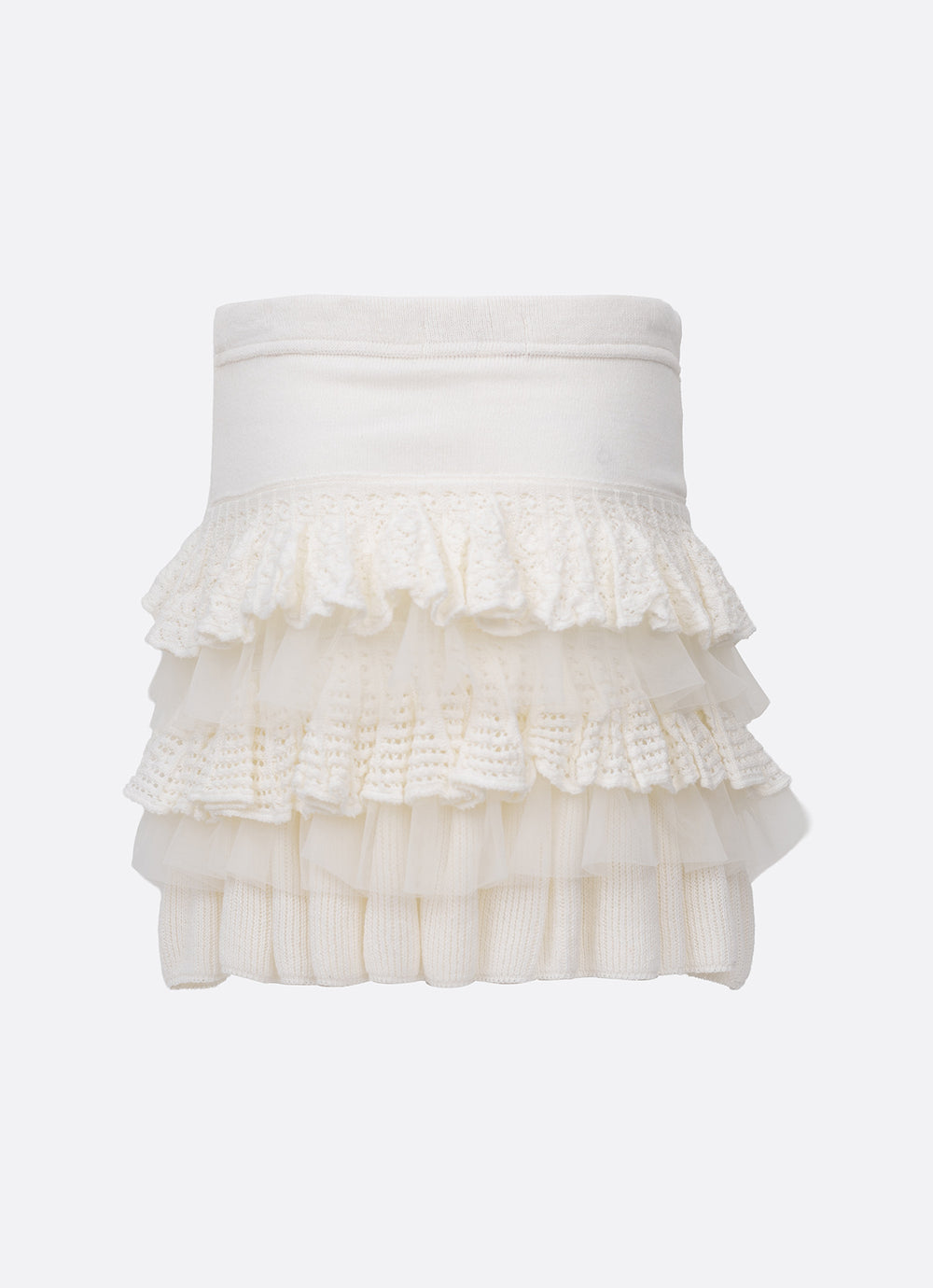 Saia Tricot Babados Renda e Tule