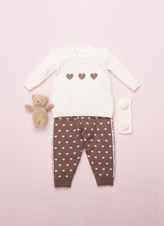 Conjunto Blusa e Legging Tricot Corações