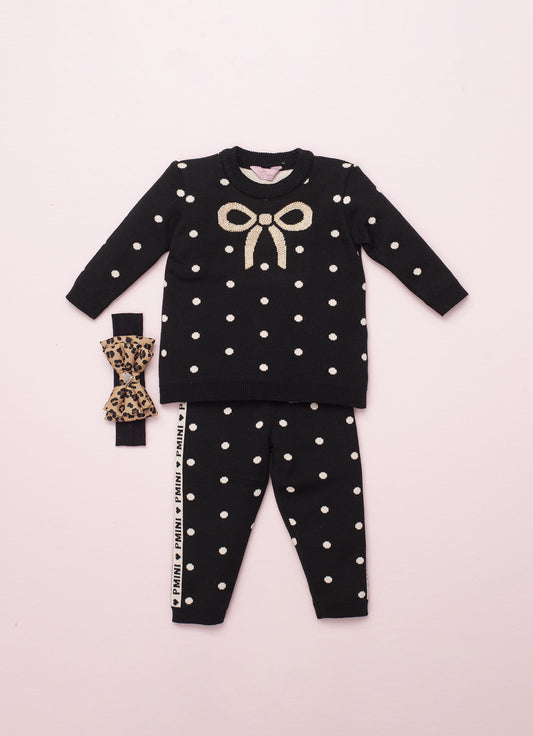 Conjunto Blusa e Legging Tricot Poá
