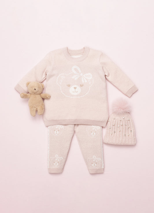 Conjunto Blusa e Legging Tricot Rosto Ursinha