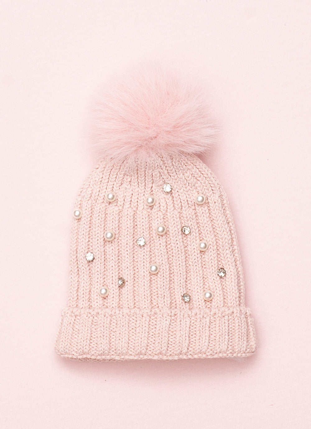Touca Tricot Canelada Bordado Pérolas e Cristais
