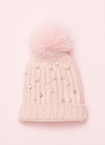 Touca Tricot Canelada Bordado Pérolas e Cristais