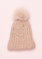 Touca Tricot Canelada Bordado Pérolas e Cristais